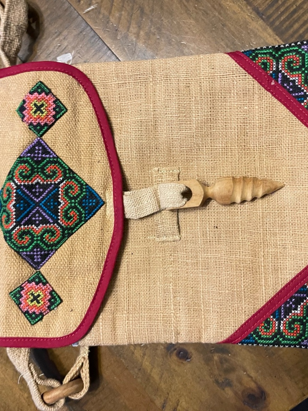 Handwoven Boho Crossbody Bag with Colorful Embroidery